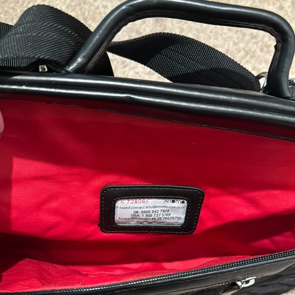 Black Quilted Knomo London Bag with Red Accents